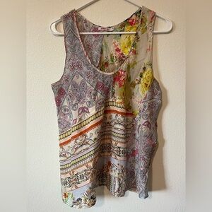 Johnny Was Multicolor Floral Paisley Tank Top